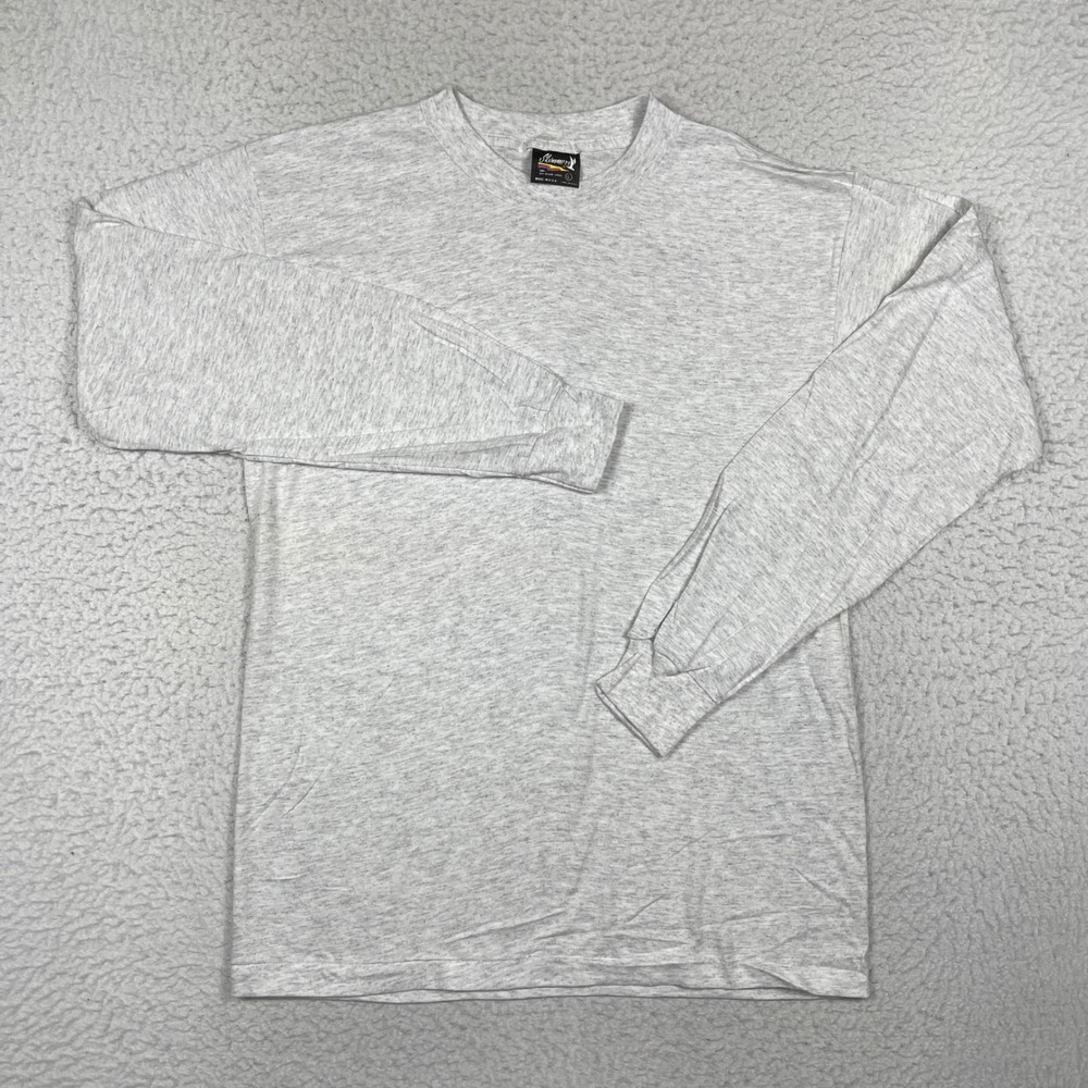 Skimmers T Shirt Mens L Gray Long Sleeve Cotton Vintage 90s Minimalist Basic